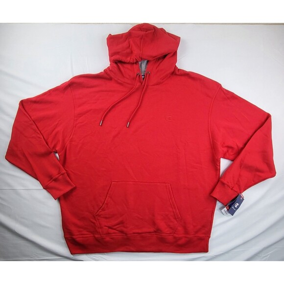 Champion PowerBlend Fleece Pullover Hoodie Red Mens XXL NWT Embroidered Logo - Picture 1 of 8